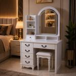Elegant LED mirror vanity dressing table with storage -mwajo furniture kenya