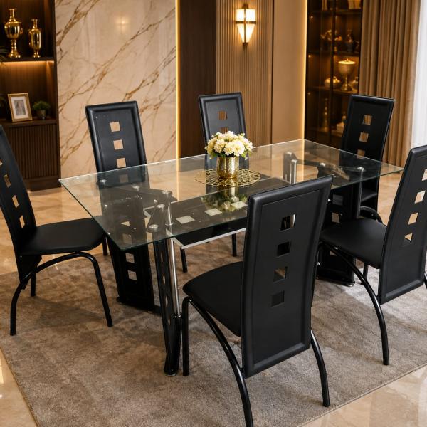 MODERN GLASS DINING TABLE - MWAJO FURNITURE KENYA