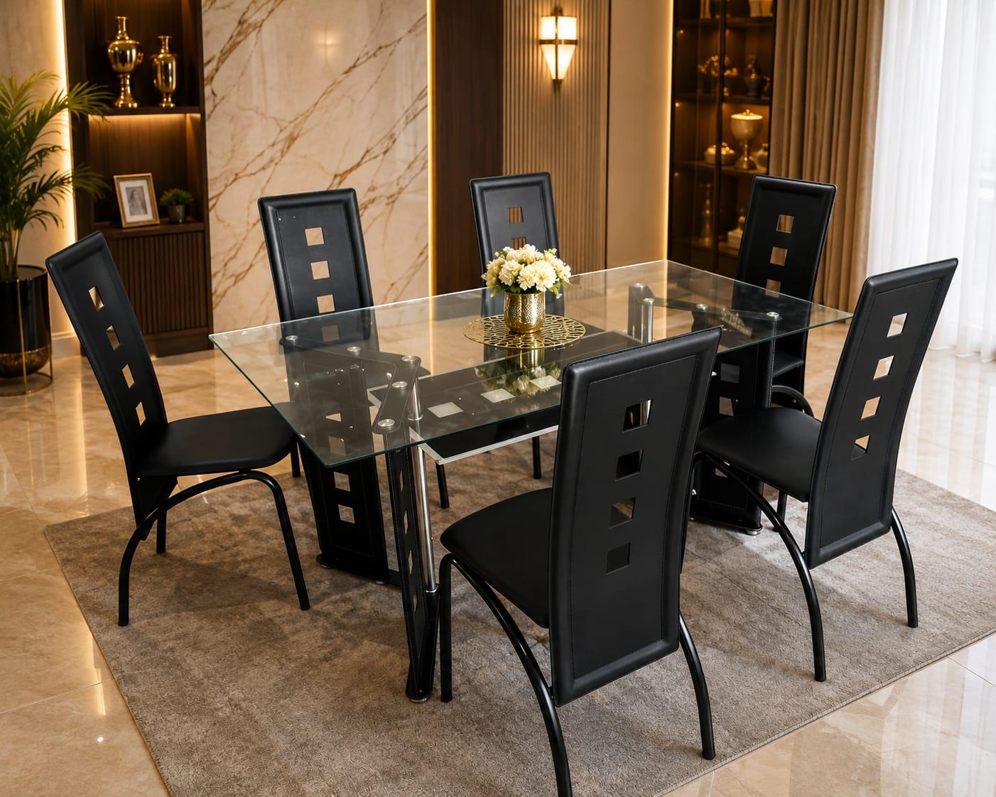 MODERN GLASS DINING TABLE - MWAJO FURNITURE KENYA