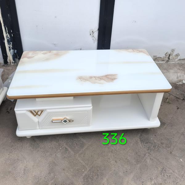 Modern Faux Marble Coffee Table with Storage Drawer & Open Shelving - mwajo furniture kenya